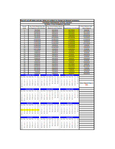 payroll cycle schedule template