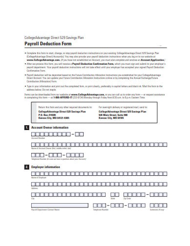 payroll deduction form template