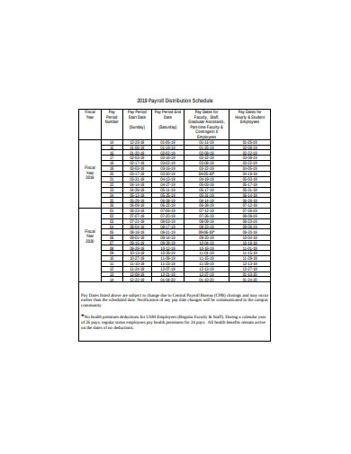 payroll distribution schedule template