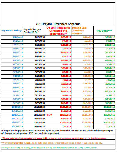 payroll timesheet schedule
