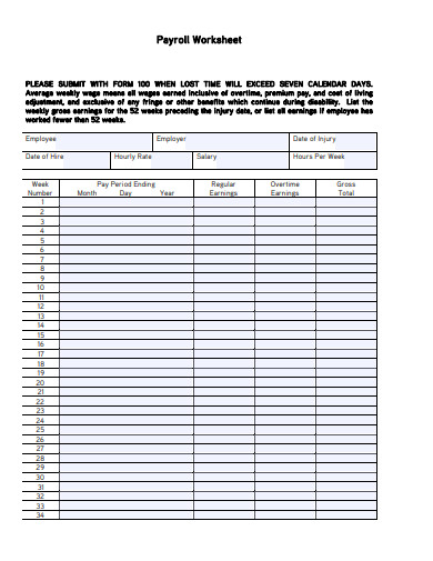 payroll worksheet in pdf