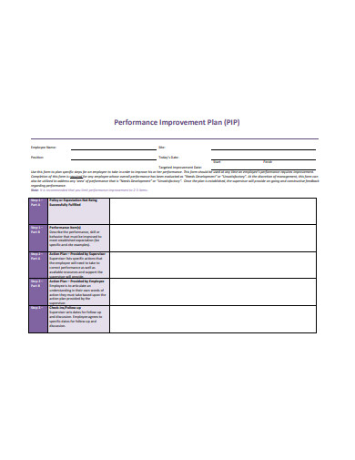 performance improvement plan template in pdf