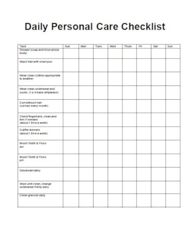 personal-care-daily-checklist-template