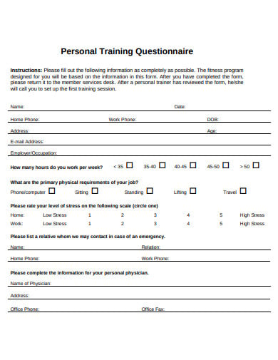 personal-training-questionnaire-template