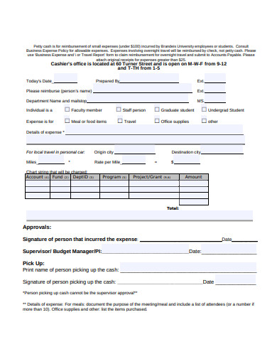 petty cash form example