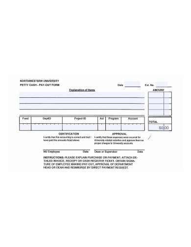 petty cash pay out form template