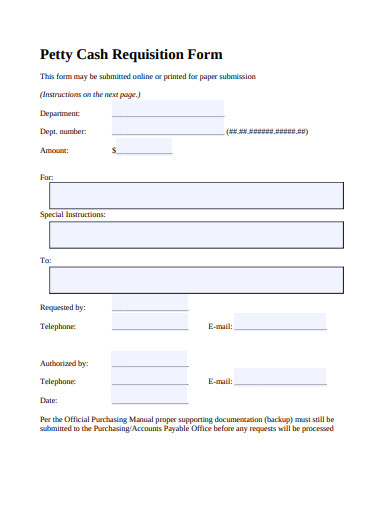 petty cash requisition form template