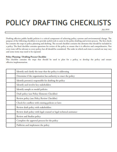 policy drafting checklist