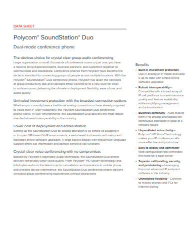 polycom datasheet template