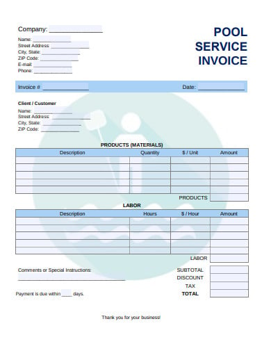 pool service invoice template