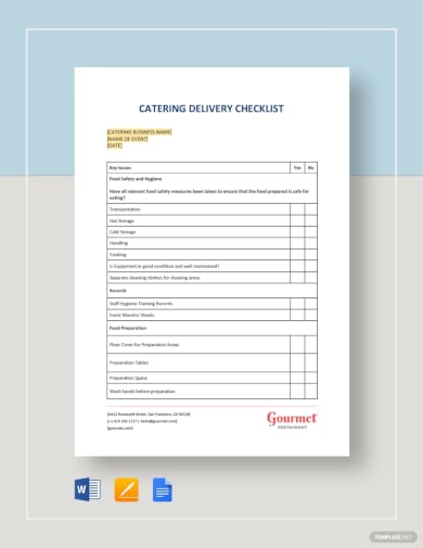 printable delivery checklist template