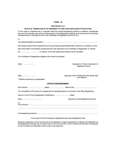 printable notice agreement template