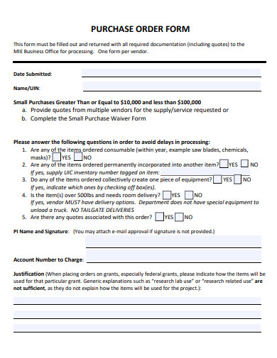 printable purchase order form