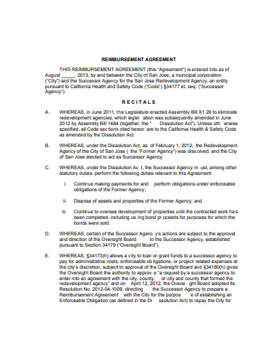 20 Reimbursement Agreement Templates PDF