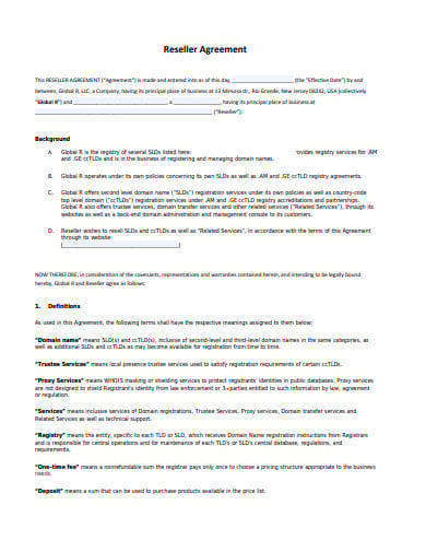 printable reseller agreement template