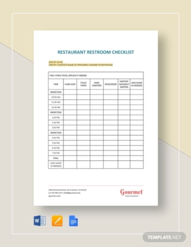 printable restaurant restroom checklist template