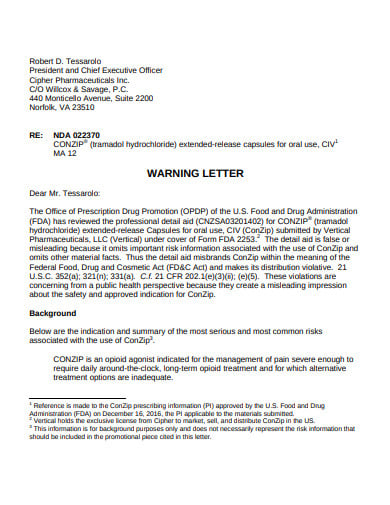printable warning letter template