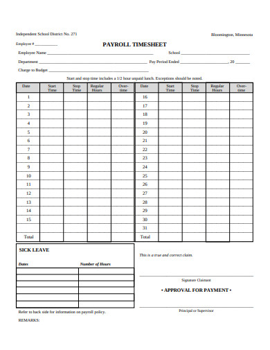 13+ Payroll Timesheet Templates in Google Docs | Google Sheets | XLS ...