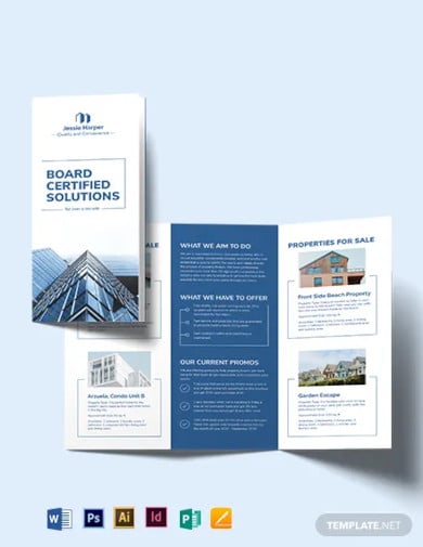 professional real estate broker tri fold brochure template