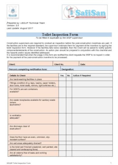 professional restroom inspection checklist template