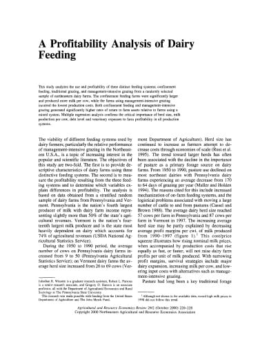 profitability analysis of dairy feeding template
