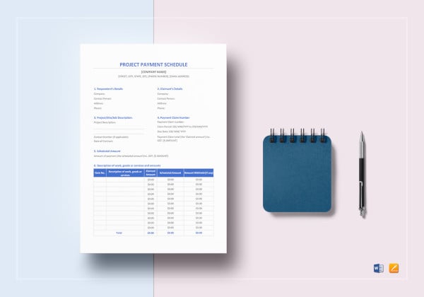 project payment schedule template