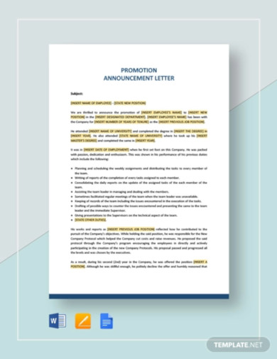 plantilla de carta de anuncio de promoción1