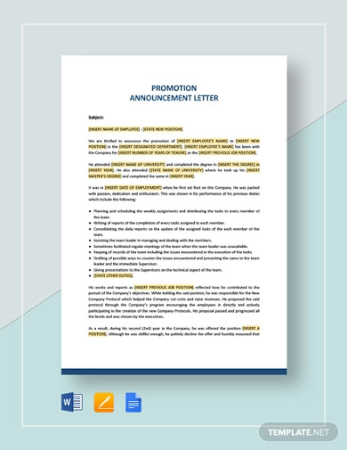 35+ Promotion Letter Templates - PDF, DOC