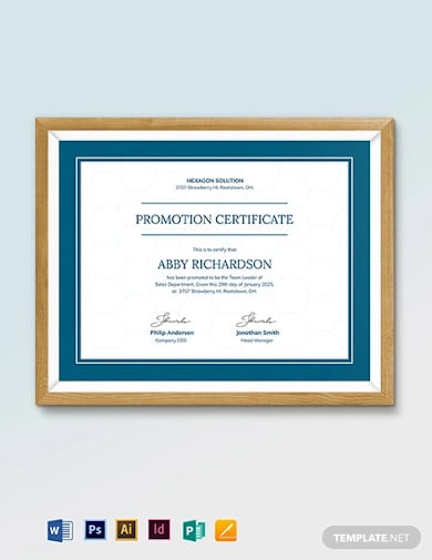 promotion certificate template