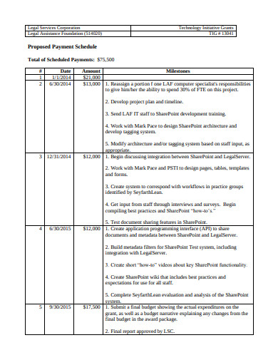 proposed payment schedule template