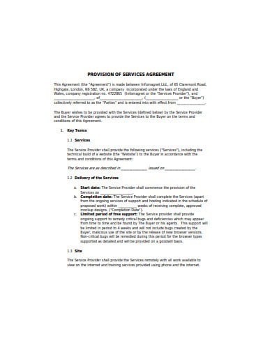 provision of services agreement template