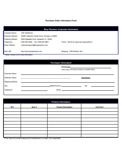 purchase order information form