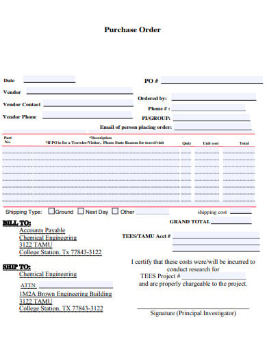 19+ Simple Purchase Order Templates in Google Docs | Google Sheets ...