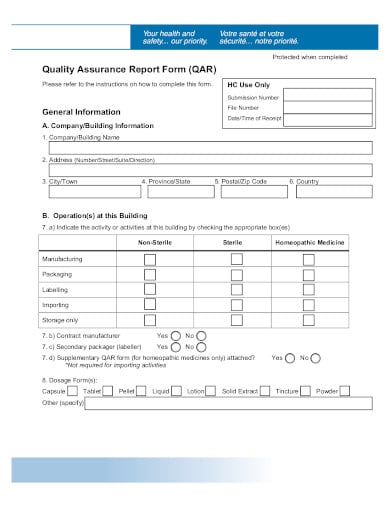 quality-assurance-report-form-template