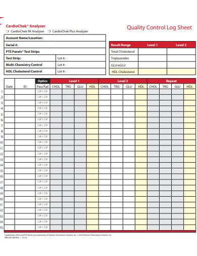quality control log sheet template