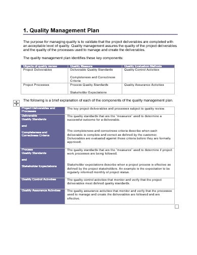 quality management plan template in doc