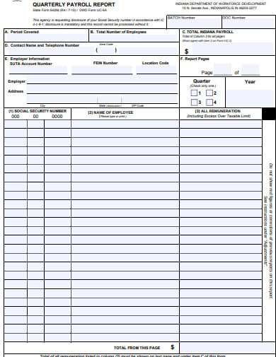 quaterly payroll report example