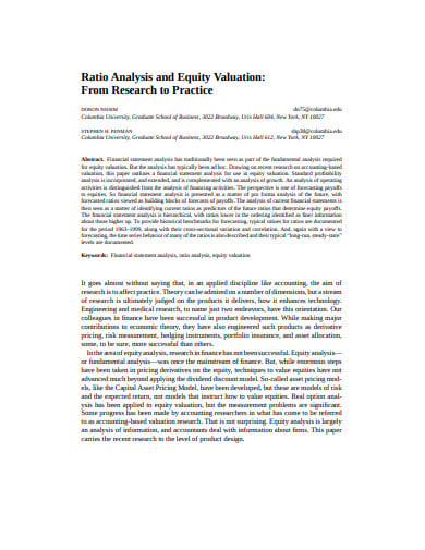 ratio analysis and equity template