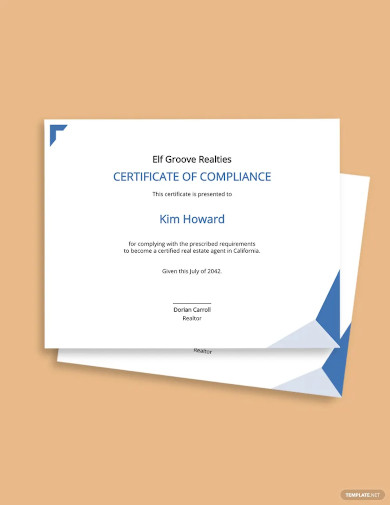 real-estate-compliance-certificate-template