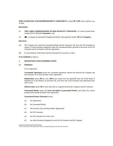 reimbursement agreement example