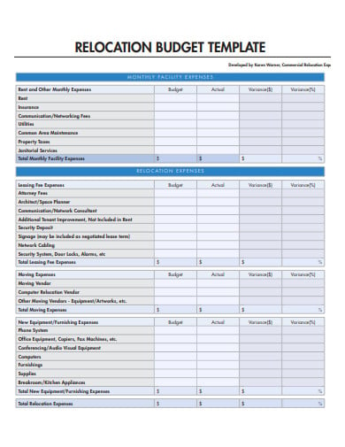relocation budget template