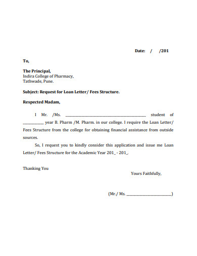 letter for asking education loan in bank