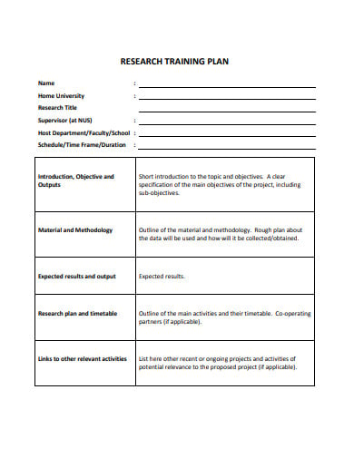 research training plan template