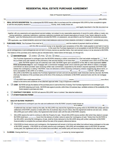 residential real estate purchase agreement form