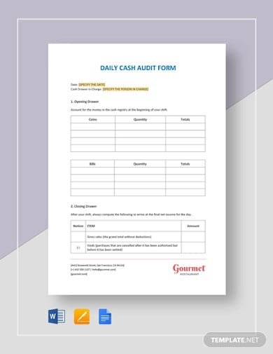 restaurant-daily-cash-audit-form-template