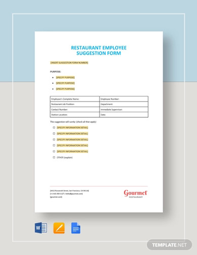 11+ Employee Suggestion Forms & Templates - PDF, Word