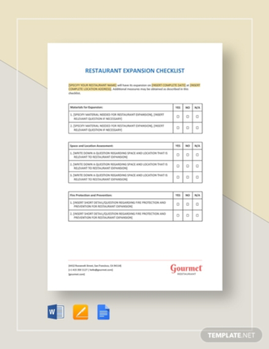 restaurant expansion checklist templates