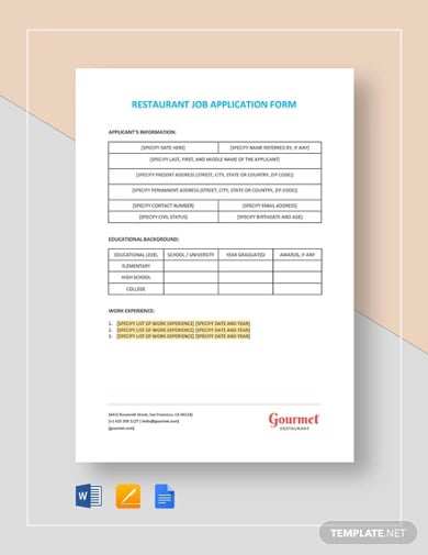 free 13 job application form templates in google docs