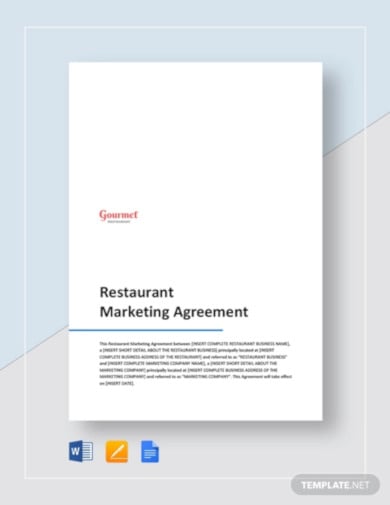 restaurant marketing agreement template