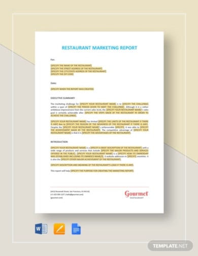 restaurant marketing report template